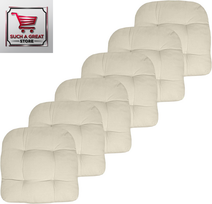 Patio Cushions Outdoor Chair Pads Premium Comfortable Thick Fiber Fill Tufted 19" X 19" Seat Cover, 4 Count (Pack of 1), Cream