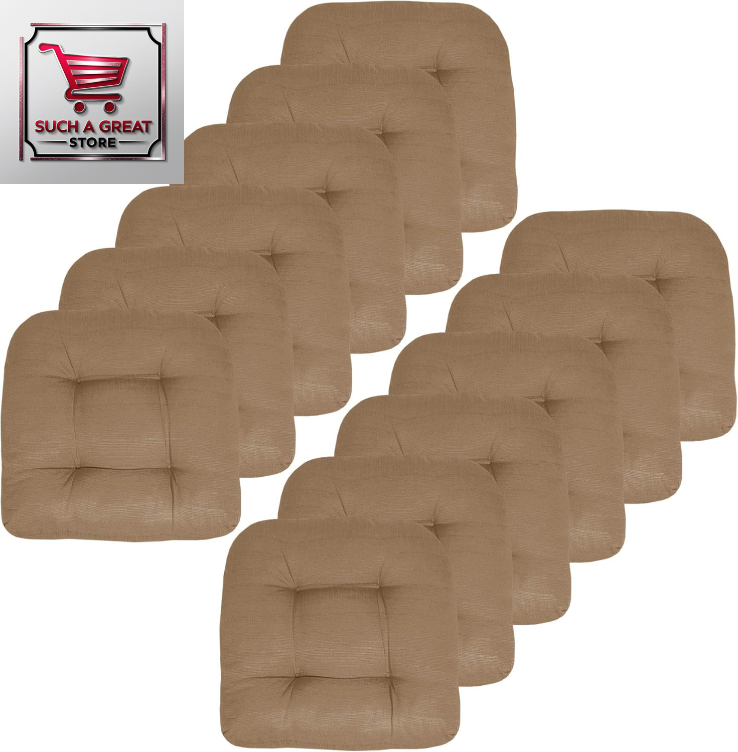 Patio Cushions Outdoor Chair Pads Premium Comfortable Thick Fiber Fill Tufted 19" X 19" Seat Cover, 4 Count (Pack of 1), Cream