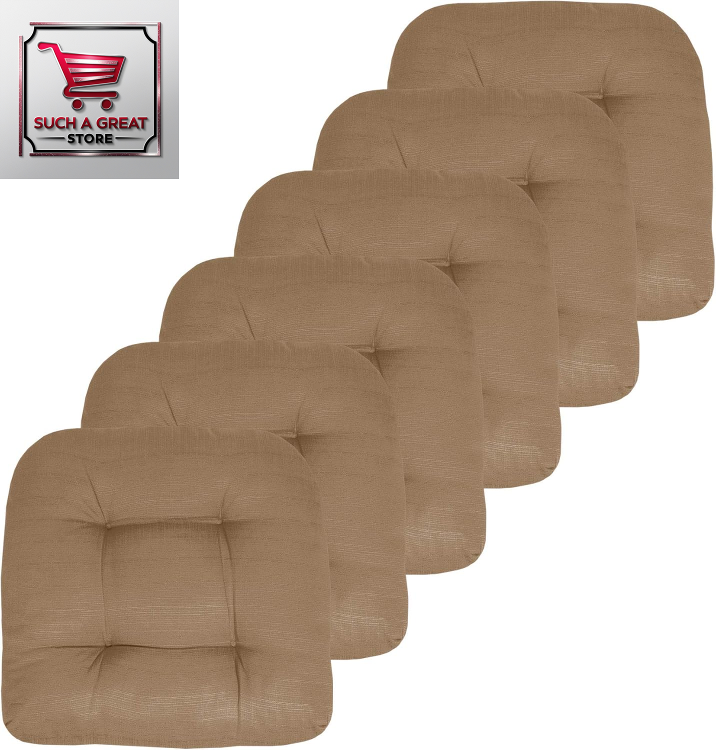 Patio Cushions Outdoor Chair Pads Premium Comfortable Thick Fiber Fill Tufted 19" X 19" Seat Cover, 4 Count (Pack of 1), Cream