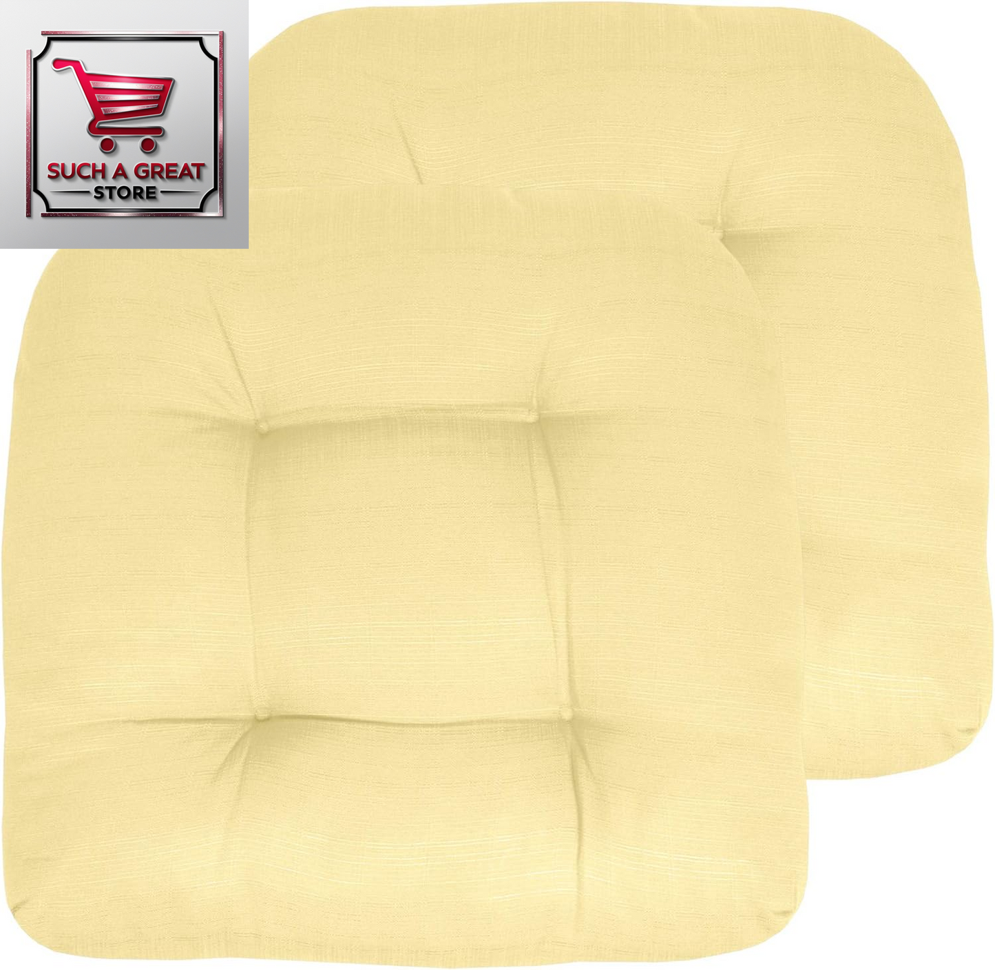 Patio Cushions Outdoor Chair Pads Premium Comfortable Thick Fiber Fill Tufted 19" X 19" Seat Cover, 4 Count (Pack of 1), Cream