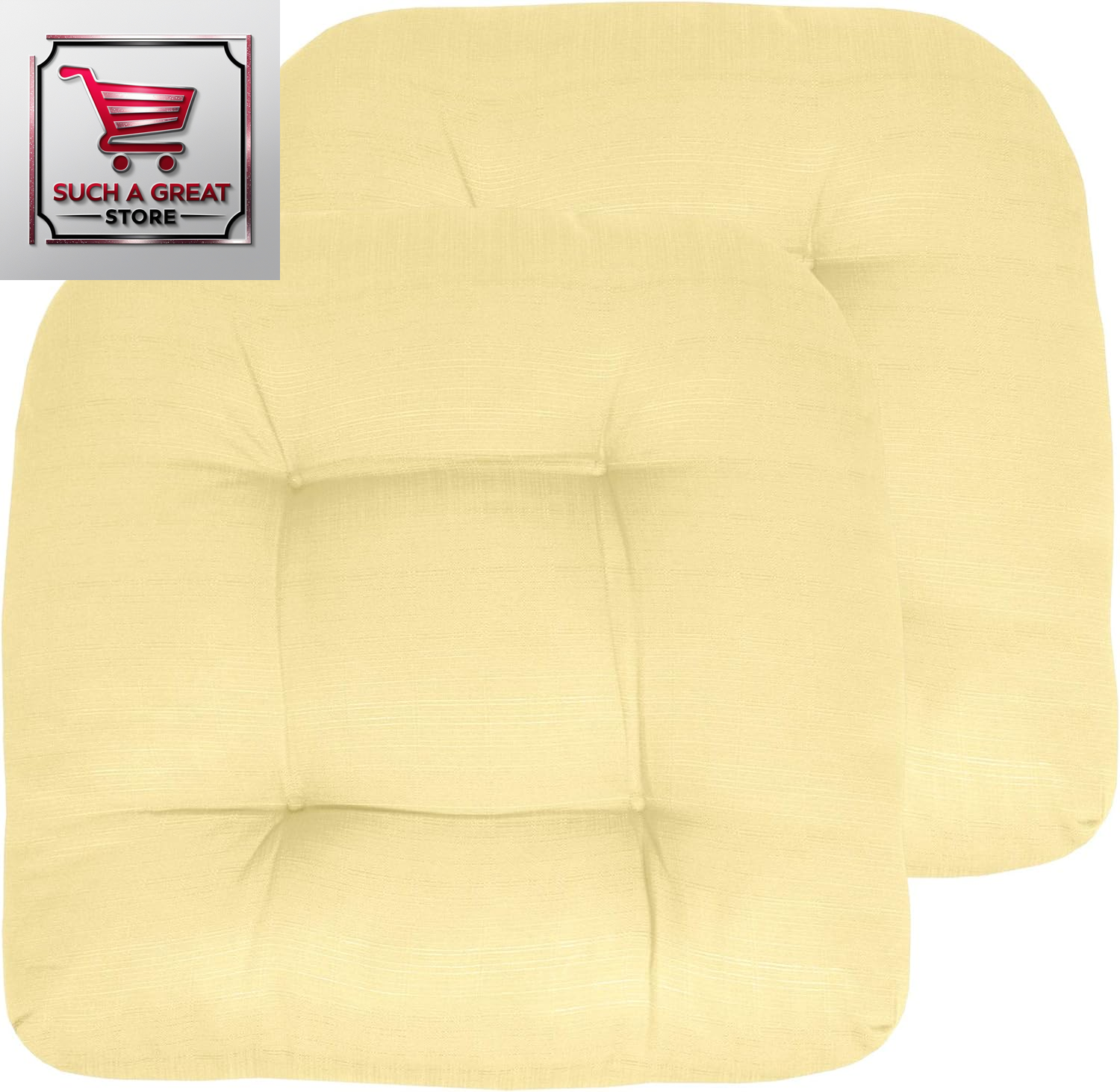 Patio Cushions Outdoor Chair Pads Premium Comfortable Thick Fiber Fill Tufted 19" X 19" Seat Cover, 4 Count (Pack of 1), Cream